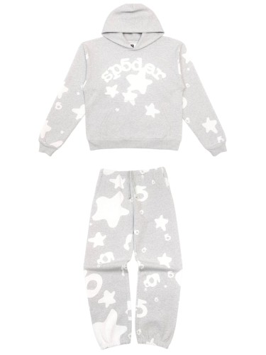 [Big & Tall for weights up to 220 lbs]1:1 quality version High Street Heather Gray Curved Letter Star All Over Print Hoodie & Pants Set 29368154