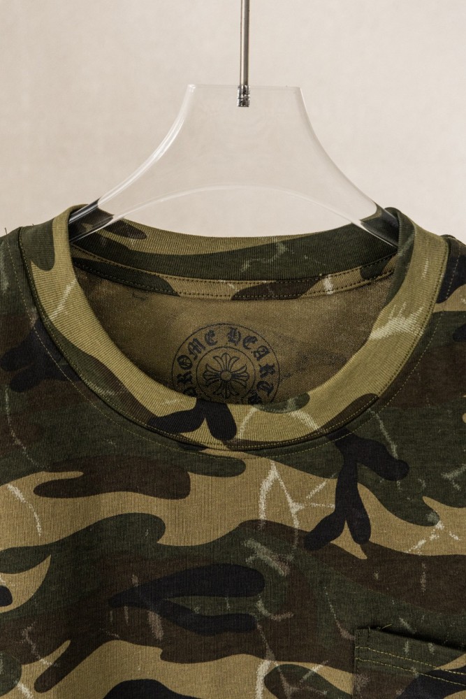 1:1 quality version Pocket Gothic Scroll Red Cross Embroidery Bottom C H Letter Back Vintage Camo Usa Flag Cross Stripes Print T-shirt 29367276