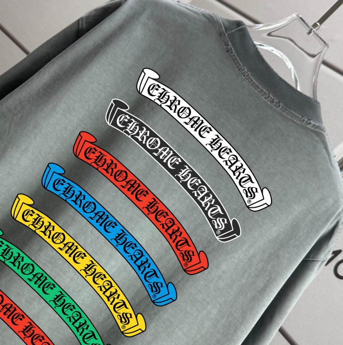 1:1 quality version  Front Tiny Black Scroll Brand Chest Logo Back Seven Color Gothic Scroll Text Stack Dual Side Print T-shirt 5 colors 29367066