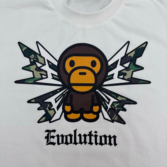 1:1 quality version Front Camo Lightning Monkey Print Evolution Gothic Letter Back Reverse Monkey Camo Lightning Text Graphic Tee 2 colors 29367312
