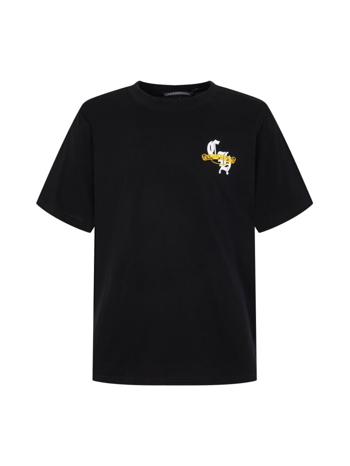 1:1 quality version Front Small Black Cl Monogram Yellow Scroll Chest Print Back Multi Cross Floral Lip Gothic Logo Collage Graphic T-shirt 2 colors 29366482