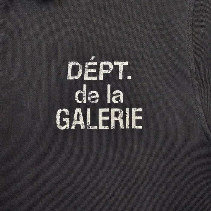 1:1 quality version Streetwear Solid Black Front And Back Vintage French Letter Print Lapel Full Zip Loose Fit Sweat Jacket 29367372