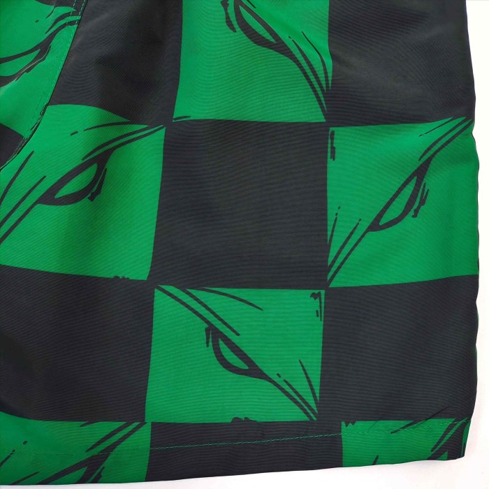 1:1 quality version Streetwear Green Black Checkered Full Anime Blade Print Drawstring Waist Quick Dry Small Cartoon Letter Embroidery Board Shorts 29367319