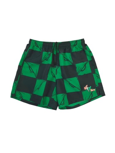1:1 quality version Streetwear Green Black Checkered Full Anime Blade Print Drawstring Waist Quick Dry Small Cartoon Letter Embroidery Board Shorts 29367319