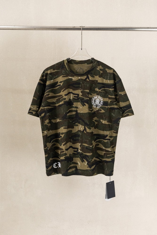 1:1 quality version Front Pocket Circular Cross Logo Bottom C H Letter Print Back American Flag Floral Cross Border Large Graphic T-shirt 2 colors 29367270