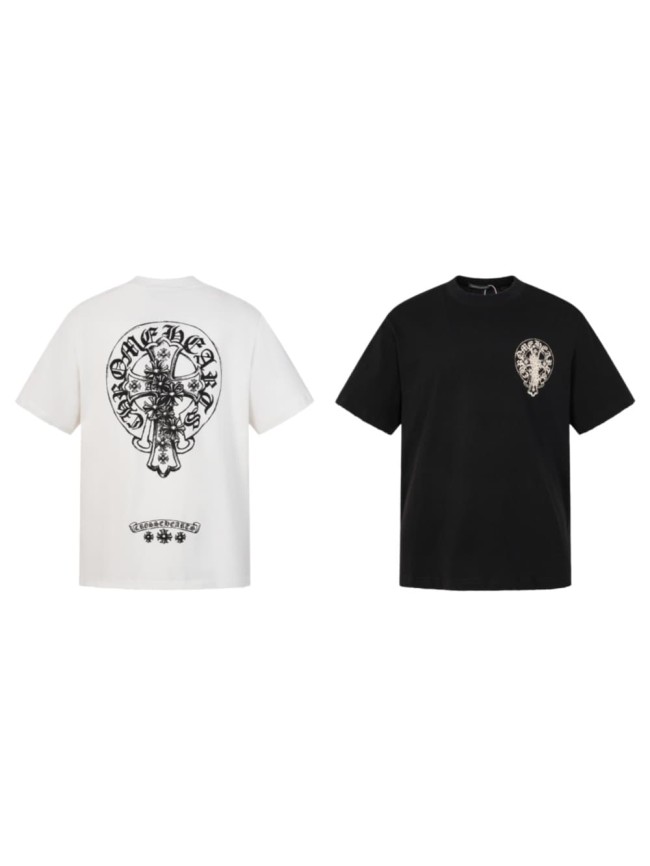 1:1 quality version Vintage Distressed Gothic Street Front Small White Oval Cross Floral Chest Print Back Large Circular Cross Floral Gothic Letter Graphic T-shirt 2 colors 29366184