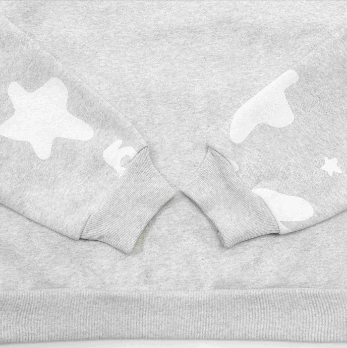 [Big & Tall for weights up to 220 lbs]1:1 quality version High Street Heather Gray Curved Letter Star All Over Print Hoodie & Pants Set 29368154