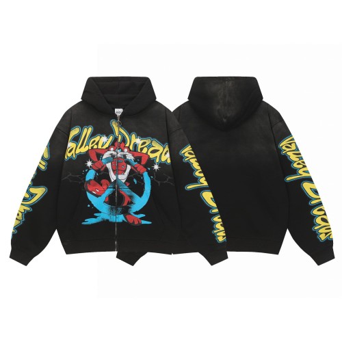 1:1 quality version Vintage Graffiti Zip Up Printed Embroidery Washed Hoodie 28 colors 29366342