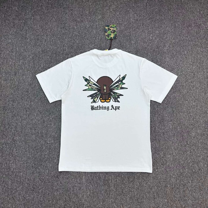 1:1 quality version Front Camo Lightning Monkey Print Evolution Gothic Letter Back Reverse Monkey Camo Lightning Text Graphic Tee 2 colors 29367312