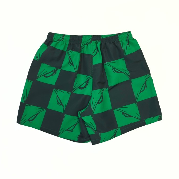 1:1 quality version Streetwear Green Black Checkered Full Anime Blade Print Drawstring Waist Quick Dry Small Cartoon Letter Embroidery Board Shorts 29367319