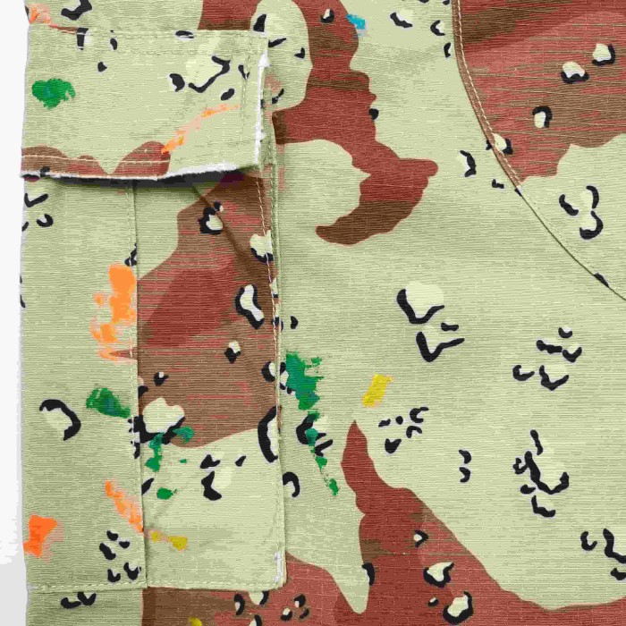 1:1 quality versionStreetwear Desert Camo Front And Back Patch Graffiti Print Distressed Multi Pocket Loose Fit Cargo Shorts 29367379