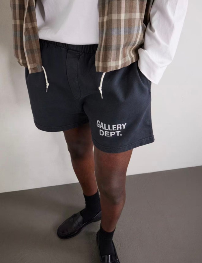 1:1 quality version Front Simple White Text Print Elastic Drawstring Waist Back Patch Pocket Loose Fit French Terry Sweat Shorts 29367351