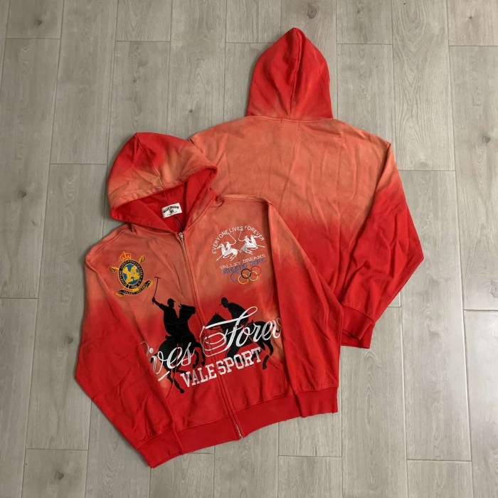 1:1 quality version Vintage Graffiti Zip Up Printed Embroidery Washed Hoodie 28 colors 29366342