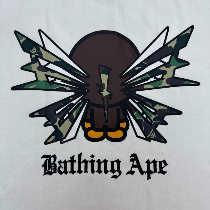 1:1 quality version Front Camo Lightning Monkey Print Evolution Gothic Letter Back Reverse Monkey Camo Lightning Text Graphic Tee 2 colors 29367312