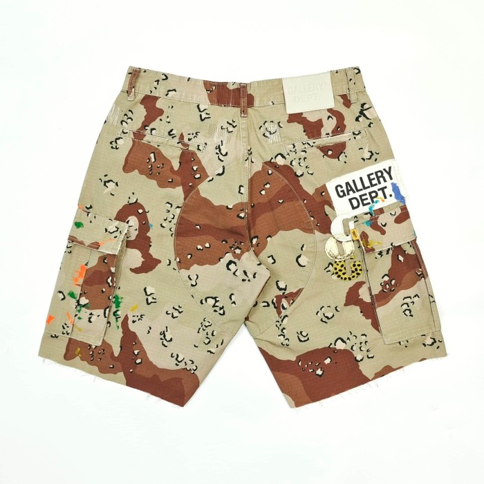 1:1 quality versionStreetwear Desert Camo Front And Back Patch Graffiti Print Distressed Multi Pocket Loose Fit Cargo Shorts 29367379
