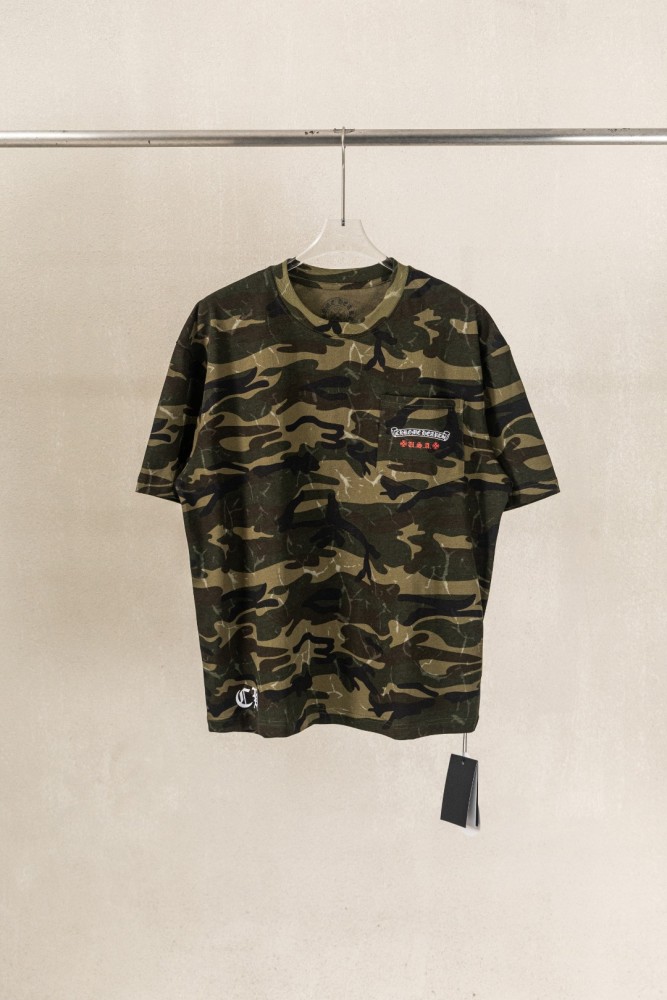 1:1 quality version Pocket Gothic Scroll Red Cross Embroidery Bottom C H Letter Back Vintage Camo Usa Flag Cross Stripes Print T-shirt 29367276