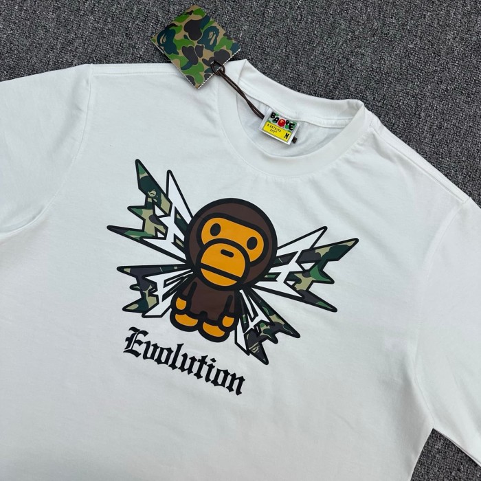 1:1 quality version Front Camo Lightning Monkey Print Evolution Gothic Letter Back Reverse Monkey Camo Lightning Text Graphic Tee 2 colors 29367312