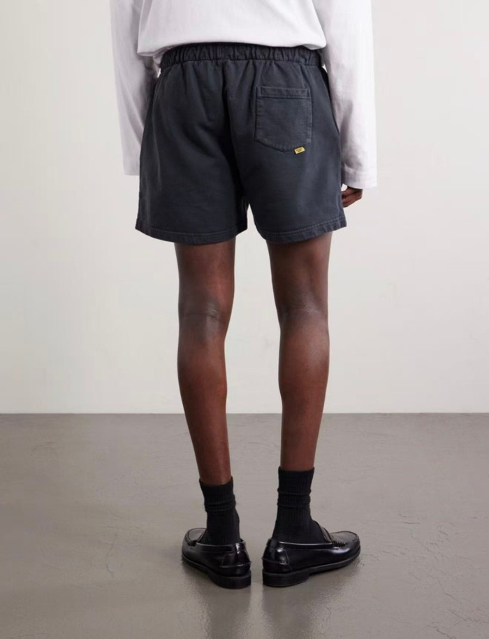 1:1 quality version Front Simple White Text Print Elastic Drawstring Waist Back Patch Pocket Loose Fit French Terry Sweat Shorts 29367351