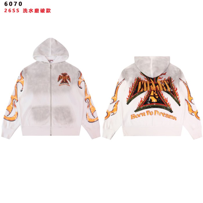 1:1 quality version Vintage Graffiti Zip Up Printed Embroidery Washed Hoodie 28 colors 29366342