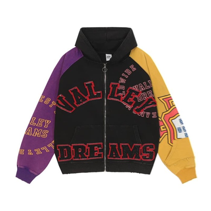 1:1 quality version Vintage Graffiti Zip Up Printed Embroidery Washed Hoodie 28 colors 29366342