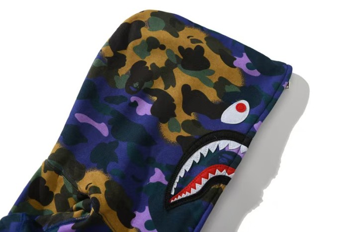 Shark Head Star Camo Zip Up Fleece Lined Hoodie 29368345