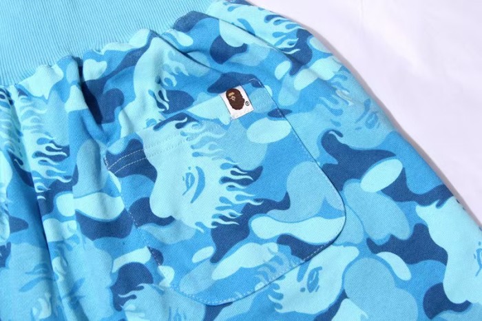 Flame Blue Camo Shark Straight Fit French Terry Five Inch Beach Shorts 2 colors 29368326