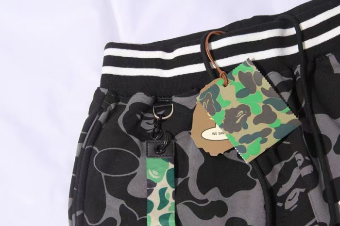 Camo Letter Shark Straight Fit French Terry Five Inch Beach Shorts 29368388