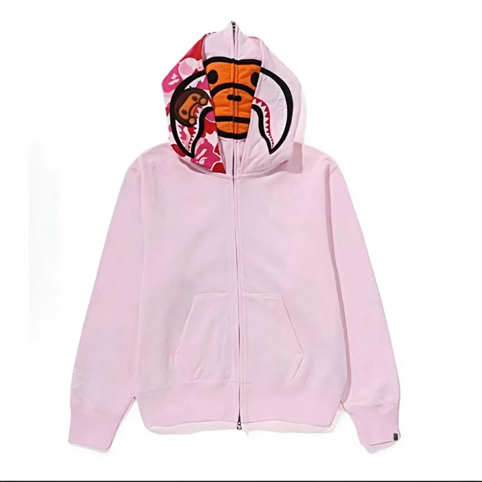 1:1 quality version Camo Ape Shark Milo KT Monkey Unisex Embroidered Zip Up Hoodie 3 colors 29368405