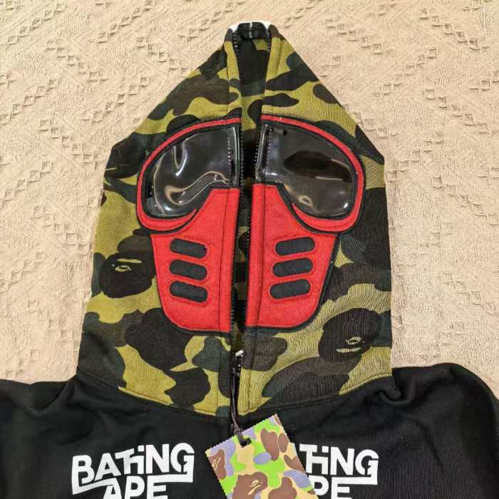 Vintage Spliced Camo Mask Hoodie Back Large Ape Head Print Hoodie 29368358
