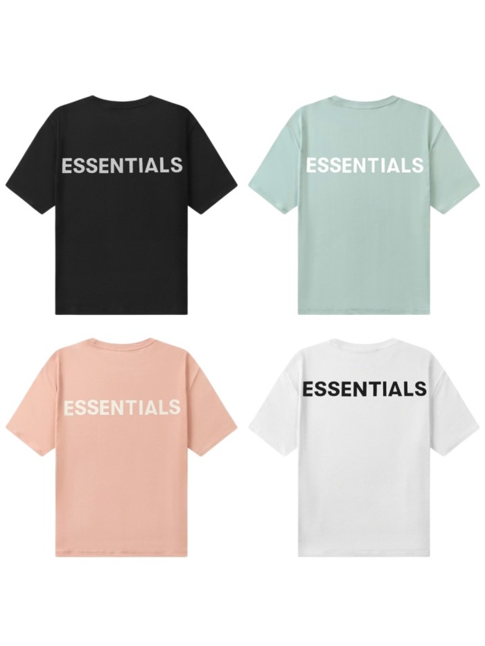 [Big & Tall for weights up to 220 lbs]1:1 quality version Streetwear Solid Color Front Small Letter Back Big Logo Print Crew Neck T-shirt 4 colors 29368212