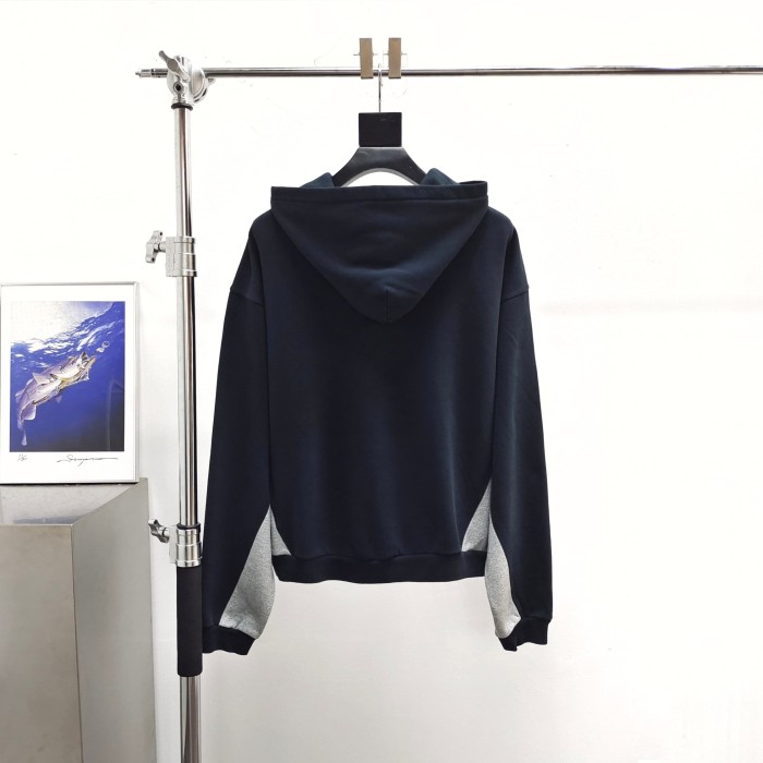 [Big & Tall for weights up to 260 lbs]1:1 quality version Streetwear Black Gray Color Block Letter Print Zip Up Hoodie & Pants Set 29368165