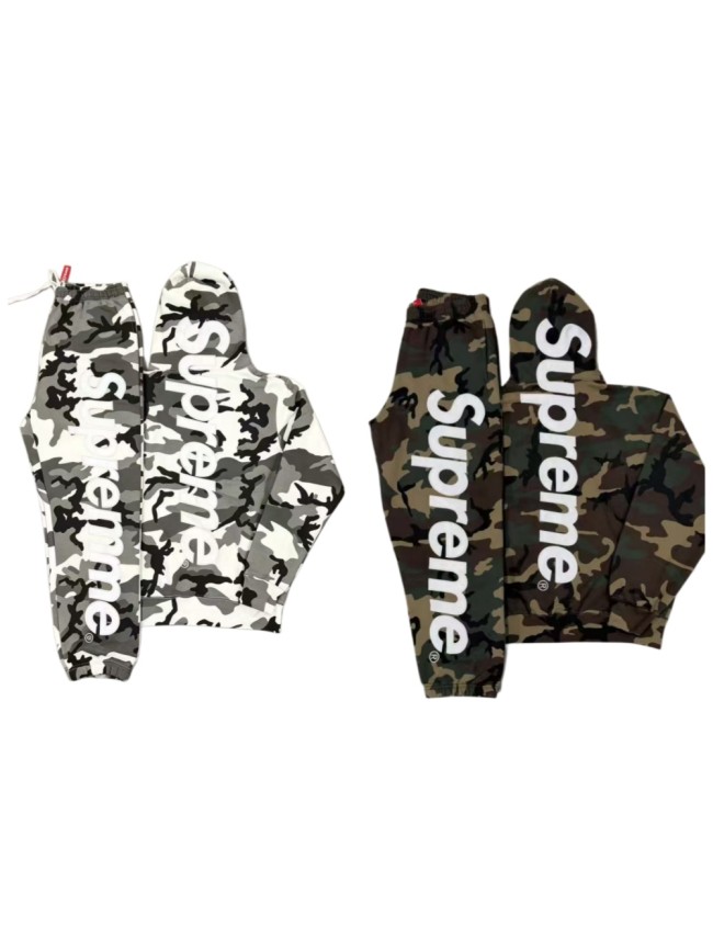 Streetwear Camo Print Back Vertical Big Letter Fleece Lined Hoodie & Pants Set 2 colors 29368276