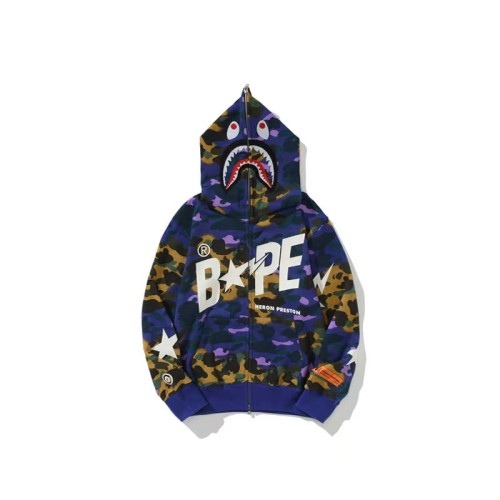 Shark Head Star Camo Zip Up Fleece Lined Hoodie 29368345