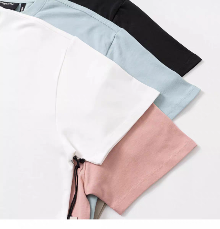 [Big & Tall for weights up to 220 lbs]1:1 quality version Streetwear Solid Color Front Small Letter Back Big Logo Print Crew Neck T-shirt 4 colors 29368212