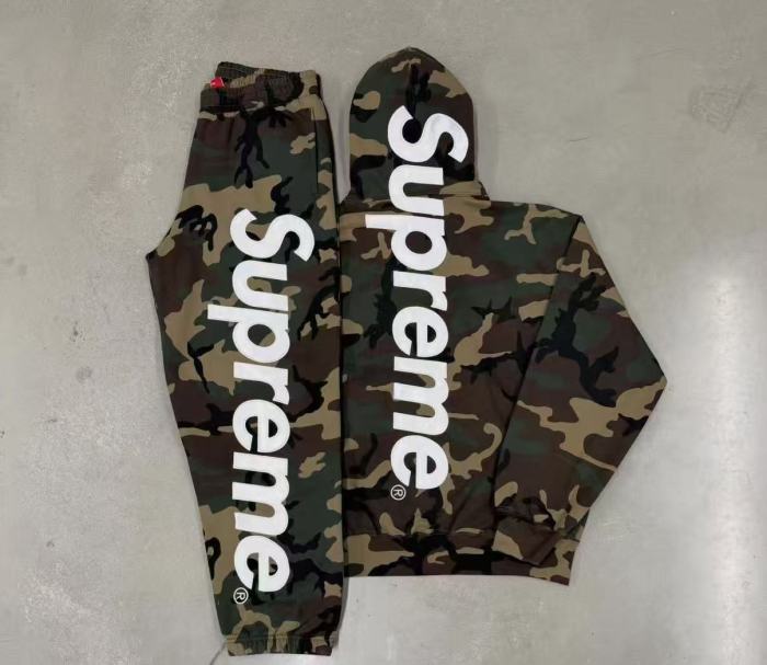 Streetwear Camo Print Back Vertical Big Letter Fleece Lined Hoodie & Pants Set 2 colors 29368276