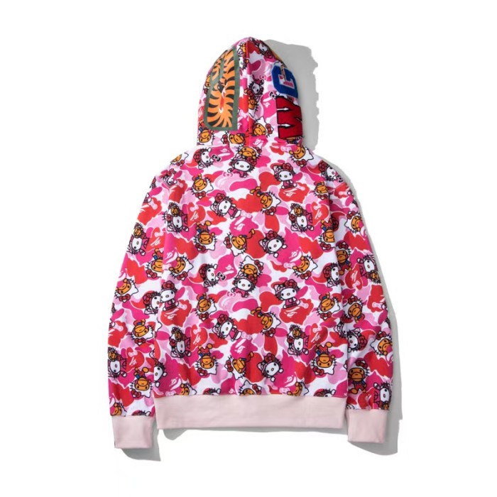 All Over Letter Print Hello Kitty Loose Shark Zip Up Hoodie 2 colors 29368314