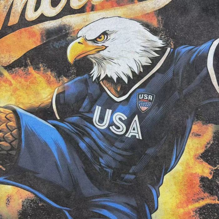 USA Canada Mexico World Cup Flame Eagle Print T-shirt 29370498