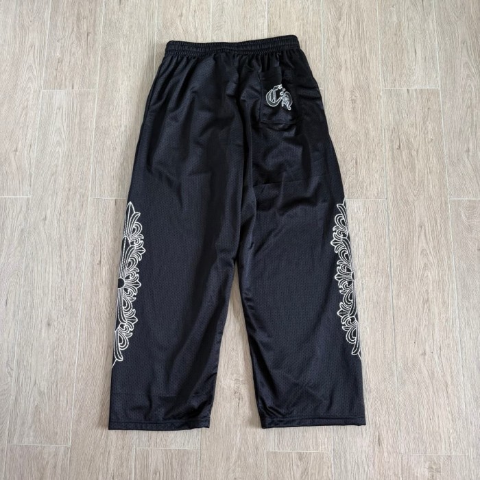 1:1 quality version Streetwear Gothic Floral Side Print Loose Fit V Neck Mesh Hockey Jersey Long Sleeve T-Shirt &   Pants Set 5 colors 29370291