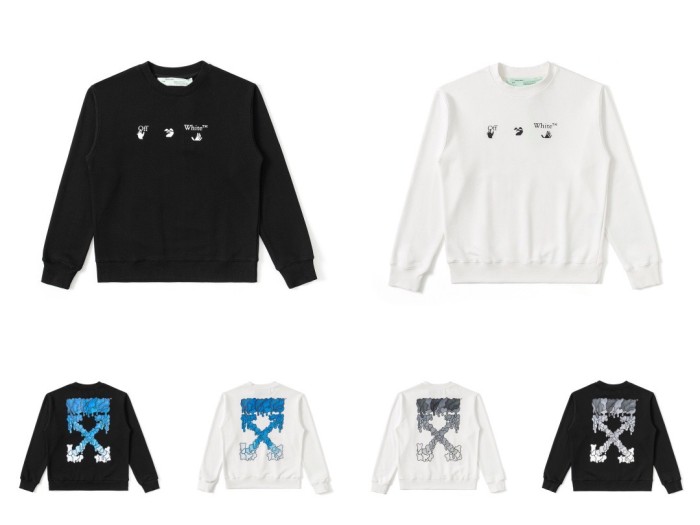 [50% Off]Dissolving Drop Crew Neck Sweatshirt Black and White 19492103