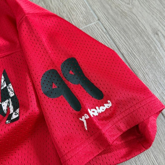 1:1 quality version Hip Hop Number Graphic Double Sided Print Oversized V Neck Mesh  Hockey Jersey T-Shirt &  Shorts Set 5 colors 29370259
