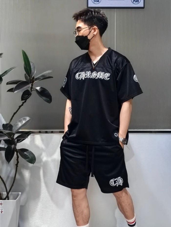 1:1 quality version Hip Hop Number Graphic Double Sided Print Oversized V Neck Mesh  Hockey Jersey T-Shirt &  Shorts Set 5 colors 29370259