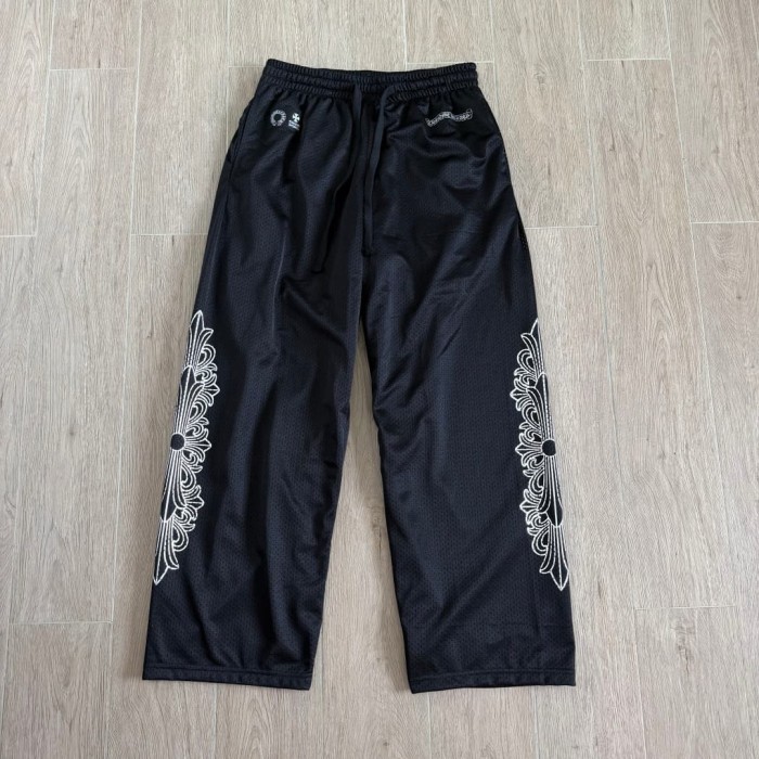 1:1 quality version Streetwear Gothic Floral Side Print Loose Fit V Neck Mesh Hockey Jersey Long Sleeve T-Shirt &   Pants Set 5 colors 29370291