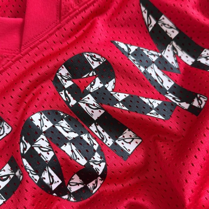 1:1 quality version Hip Hop Number Graphic Double Sided Print Oversized V Neck Mesh  Hockey Jersey T-Shirt &  Shorts Set 5 colors 29370259
