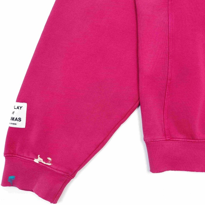 [Big & Tall for weights up to 260 lbs]1:1 quality version Hip Hop Faded Pink Pigment Dye Text Logo Splash Ink Graffiti Kangaroo Pocket Hooded 29371962