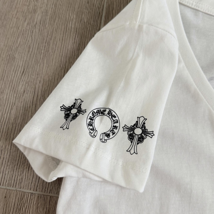 1:1 quality version Y2K Streetwear Double Sided Gothic Horseshoe Letter Cross Print Slim Fit V Neck tee 2 colors 29372508
