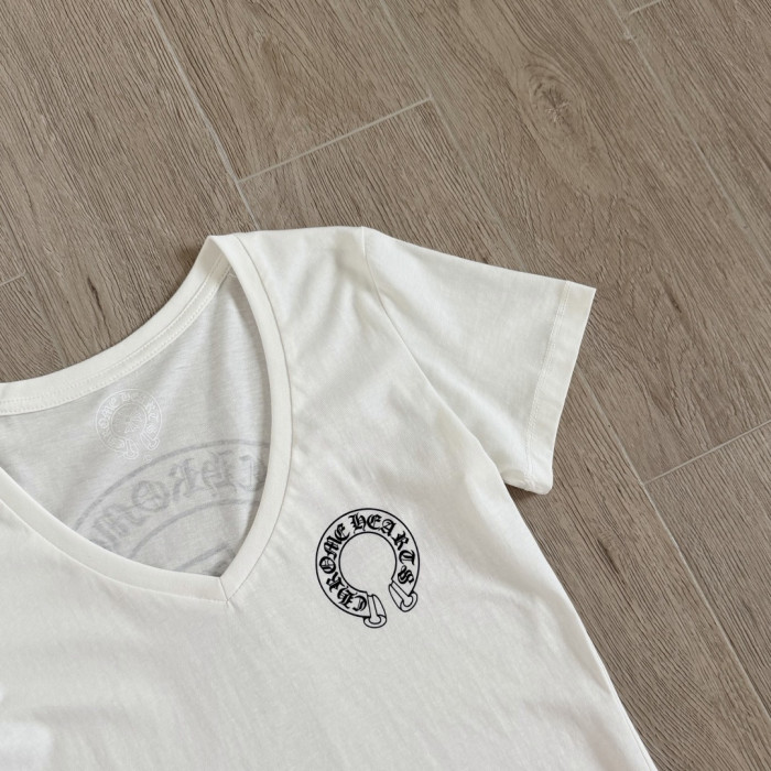 1:1 quality version Y2K Streetwear Double Sided Gothic Horseshoe Letter Cross Print Slim Fit V Neck tee 2 colors 29372508