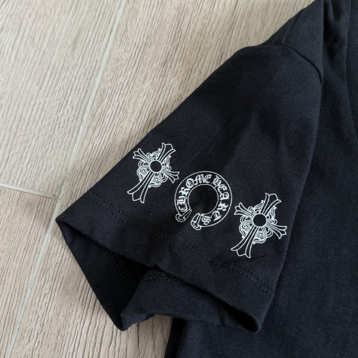 1:1 quality version Y2K Streetwear Double Sided Gothic Horseshoe Letter Cross Print Slim Fit V Neck tee 2 colors 29372508