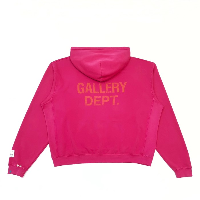 [Big & Tall for weights up to 260 lbs]1:1 quality version Hip Hop Faded Pink Pigment Dye Text Logo Splash Ink Graffiti Kangaroo Pocket Hooded 29371962