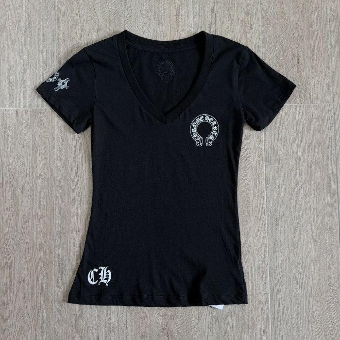 1:1 quality version Y2K Streetwear Double Sided Gothic Horseshoe Letter Cross Print Slim Fit V Neck tee 2 colors 29372508