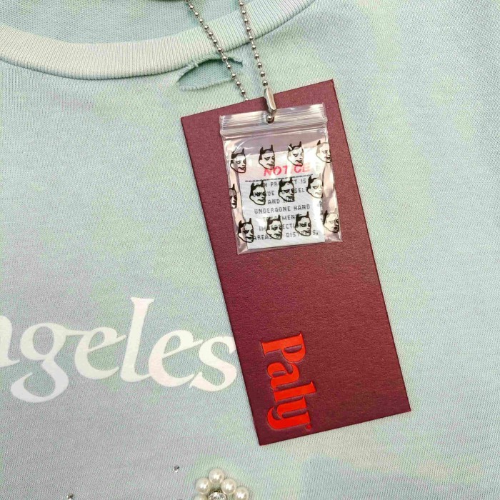 [Big & Tall for weights up to 220 lbs]1:1 quality version Streetwear Distressed Hole Washed Letter Rainbow Rhinestone Beaded Oversized Tee 29371935
